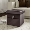 Hastings Home Foldable Storage Cube Ottoman with Pocket, Tufted Faux Leather Footrest Organizer for Bedroom, Brown 478779JWA